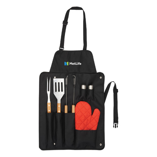 BBQ Now Apron and 7 piece BBQ Set